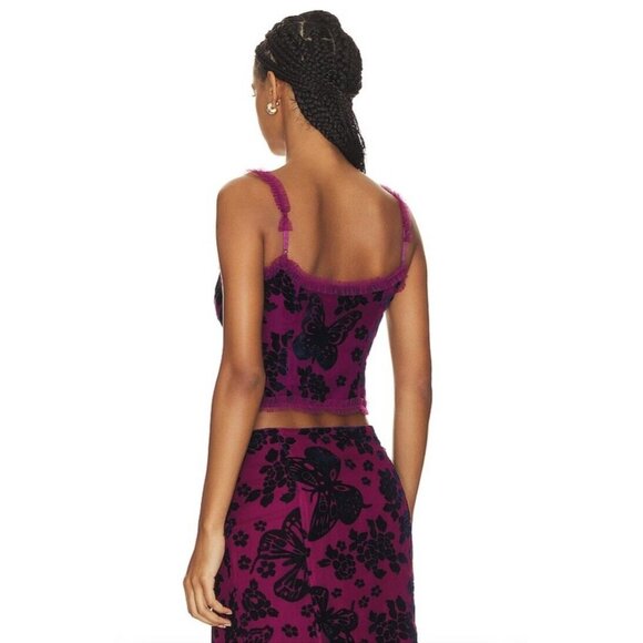 GUIZIO Velvet Burnout Top Magenta - Picture 5 of 6